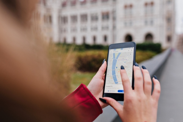 woman using gps